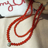 Natural Red Agate Beaded Necklace