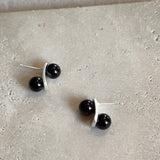 Black Onyx Bead Stacking Earrings