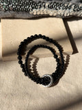 Natural Black Onyx Bracelet Chinese Peace Buckle Stacking Bracelet