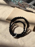 Natural Black Onyx Bracelet Chinese Peace Buckle Stacking Bracelet