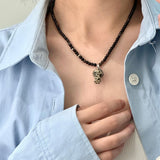 Onyx Mushroom Pendant Necklace