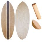 UCHAIUP Balance Board Set 3-in-1 aus Natur-Ahornholz mit Dunkelbraunem Streifen | Rolle, Halbkugel & Trainingsball | 15mm Balancebrett für Zuhause