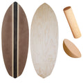 UCHAIUP Balance Board Set 3-in-1 Dunkelbraun mit Schwarzem Streifen | Ahornholz | Rolle, Halbkugel & Trainingsball | 15mm Balancebrett für Zuhause
