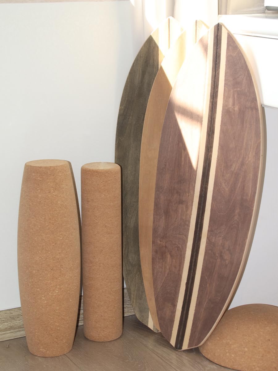 UCHAIUP Holz Balance Board aus Ahornholz | 3-in-1 Set mit Rolle, Halbkugel & Trainingsball | 15mm verstärkte Platte