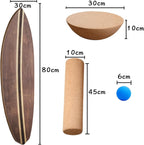 UCHAIUP Balance Board Set 3-in-1 Dunkelbraun mit Schwarzem Streifen | Ahornholz | Rolle, Halbkugel & Trainingsball | 15mm Balancebrett für Zuhause
