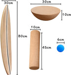 UCHAIUP Balance Board Set 3-in-1 aus Natur-Ahornholz mit Dunkelbraunem Streifen | Rolle, Halbkugel & Trainingsball | 15mm Balancebrett für Zuhause
